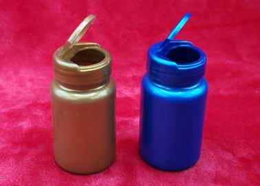 Blue 100ml Round Plastic Bottles , Flip - Top Cap Colored Pill Bottles